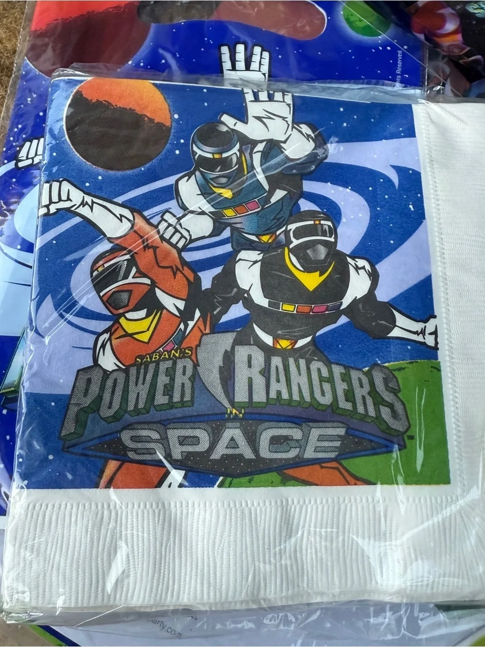 Vintage 1998 Power Rangers Space Party Supplies Lot Happy Birthday